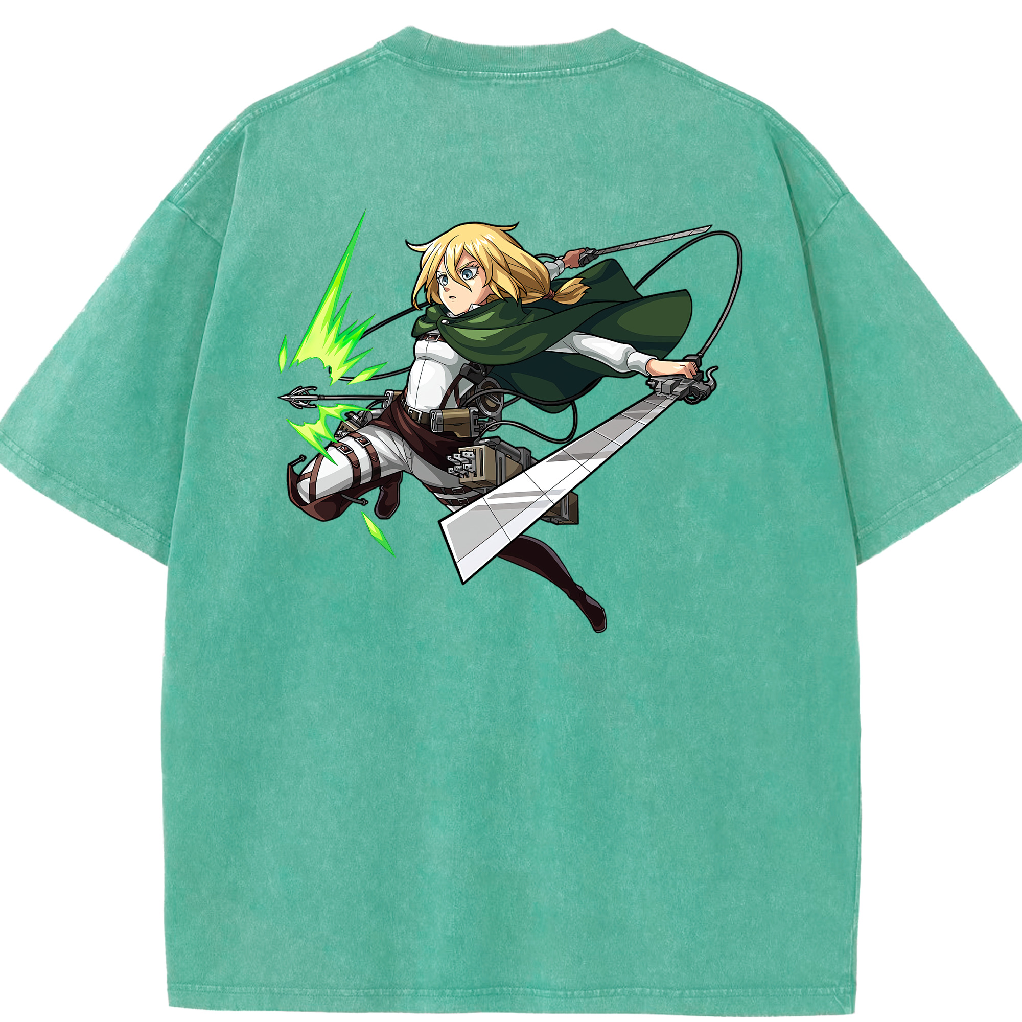（画像用） 進撃の巨人 クリスタ·レンズ Attack on Titan Christa Lenz 綿100% ヴィンテージ風 半袖Tシャツ（背面プリント）